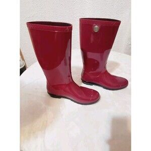 UGG Rain Boots Women Size 10 Burgundy Pull-On Used